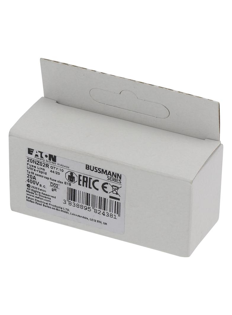 FUSE-D02 20A GR 400VAC E18 Wkładka D02 20A GR 400VAC E18 20NZ02R EATON