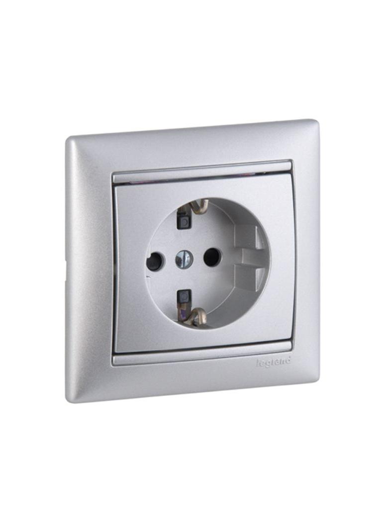 VALENA GNIAZDO POJEDYNCZE 2P+Z SCHUKO Z PRZESŁONĄ 16A-250V~ ALUMINIUM, Legrand