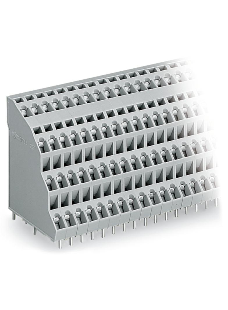 4-piętrowa listwa do pł. drukowanych 4 x 4 bieg. szara raster 5 mm /36szt./ WAGO
