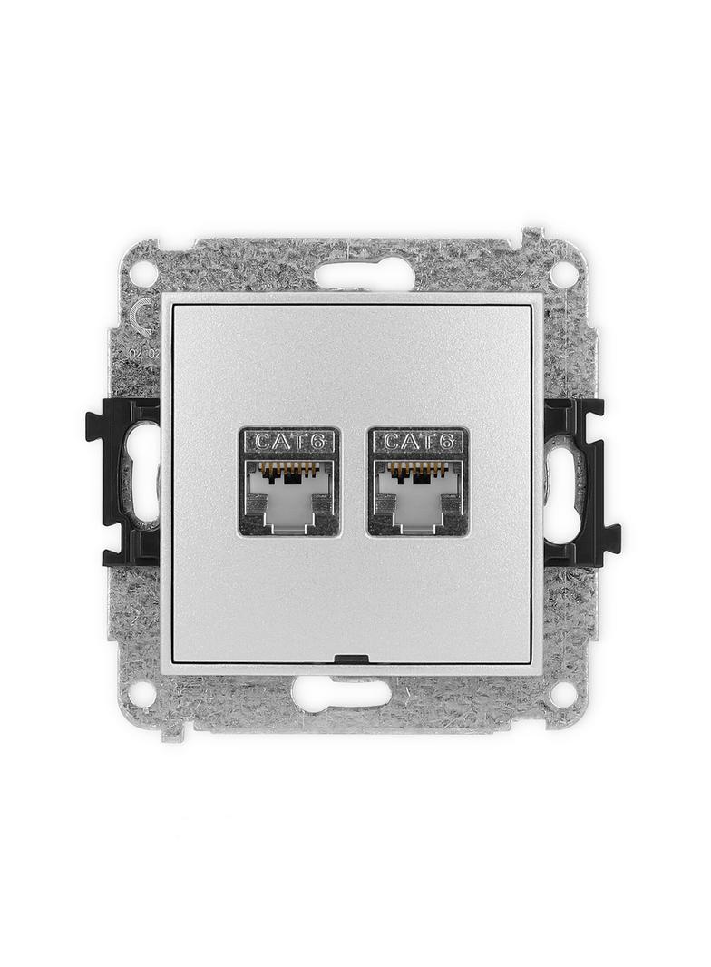 ICON Mechanizm gniazda komputerowego podwójnego 2xRJ45, kat. 6, ekranowany, 8-stykowy, bez pola opis
