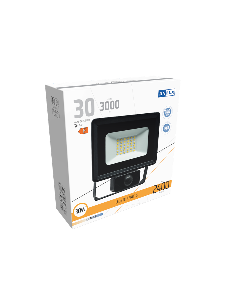 NAŚWIETLACZ LED XENO3 30W Z CZUJNIKIEM RUCHU IP65 100LM/W NEUTRALNY BIAŁY ANLUX