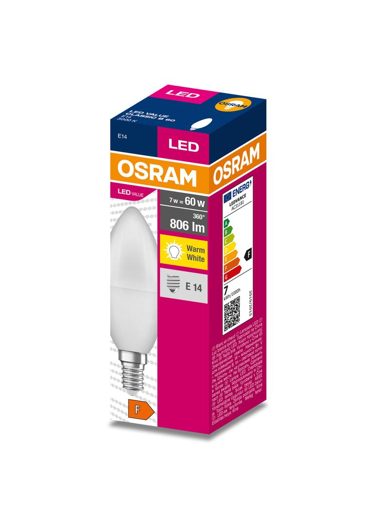 Lampa LED VALUE Classic B60 non-dim plastik 7W 830 E14