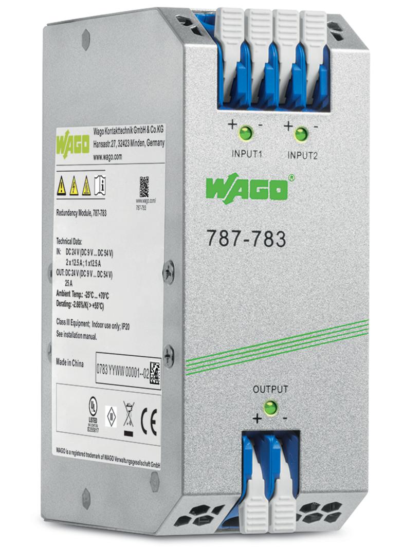 moduł redundancyjny EPSITRON® wyposażony w diody 24 V DC, 12,5 A WAGO
