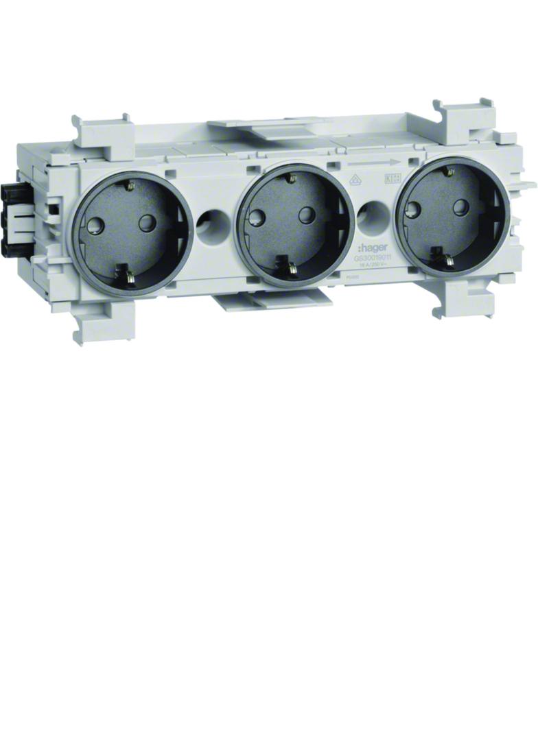 tehalit.WA Gniazdo SCHUKO 3-krotne połączenie WAGO montaż krawędziowy antracyt GS30019011 HAGER