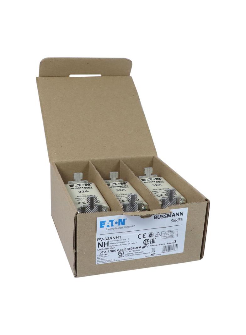PV-32ANH1 Wkładka PV NH 32A 1000V DC PV rozmiar 1 podwójny wskaźnik PV-32ANH1 EATON