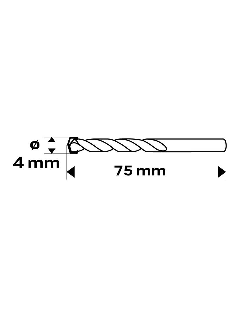 Wiertło do betonu 4 x 75 mm, końcówka motylkowa