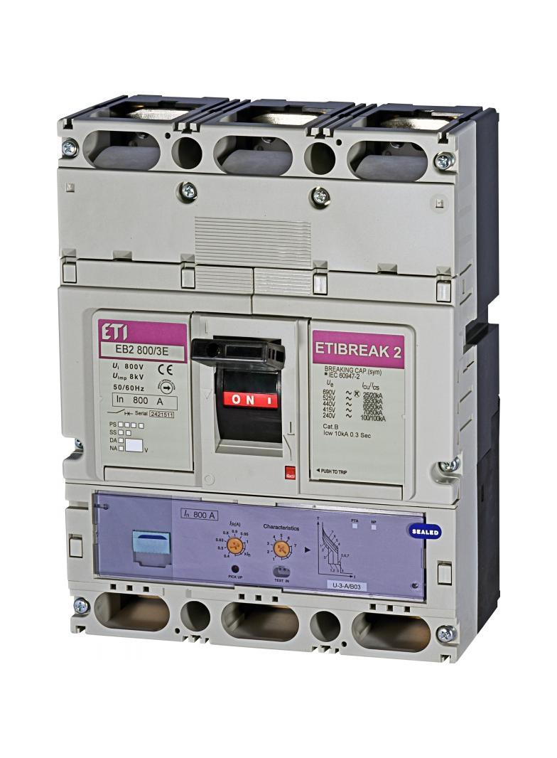 Wyłącznik mocy 70kA wyzw. elektroniczny EB2 800/3E 800A 3P 004672190 ETI