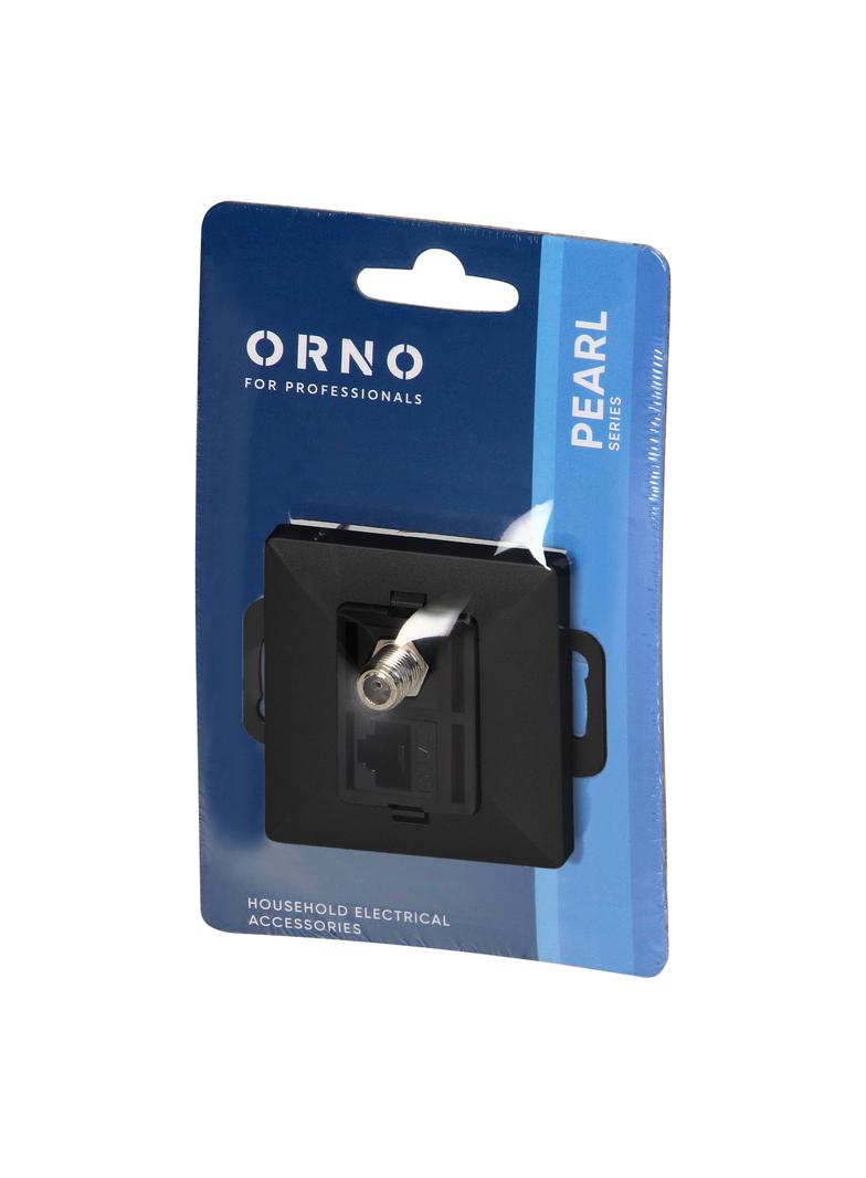 Gniazdo pojed. typu F + Gniazdo 1xRJ45 Cat6 Pearl, TV/F+RJ45/P, czarny