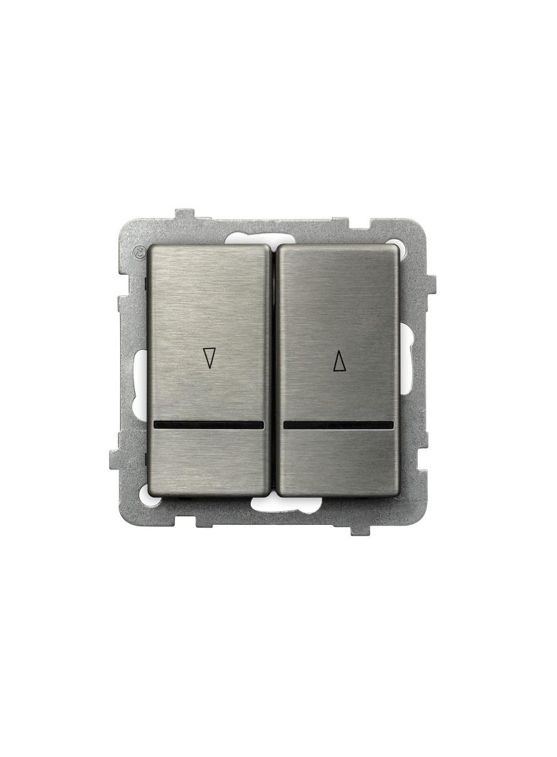 SONATA Łącznik żaluzjowy, zwierny, z podświetleniem niebieskim - kolor stal inox