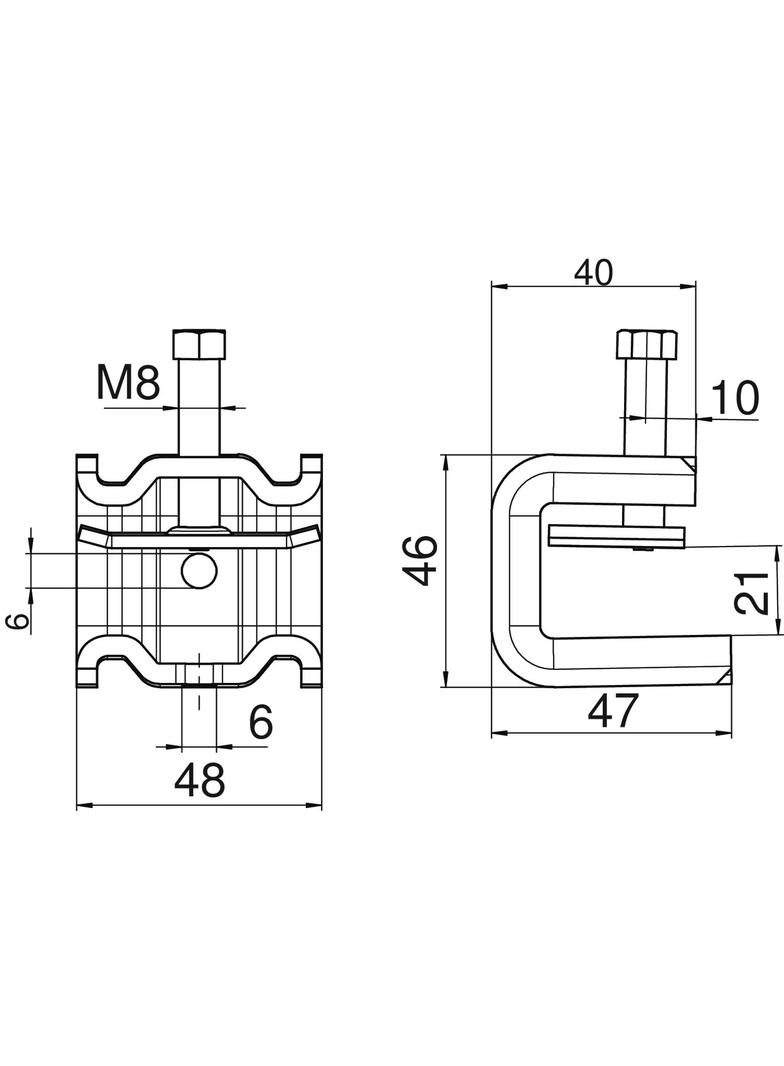 SSP 6-21 M6 V2A Zacisk nośny