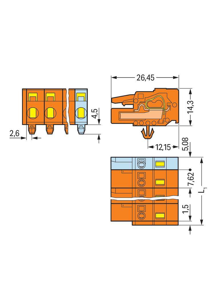 MCS-MIDI Classic gniazdo 9-bieg. pomarańczowe raster 7,62 mm