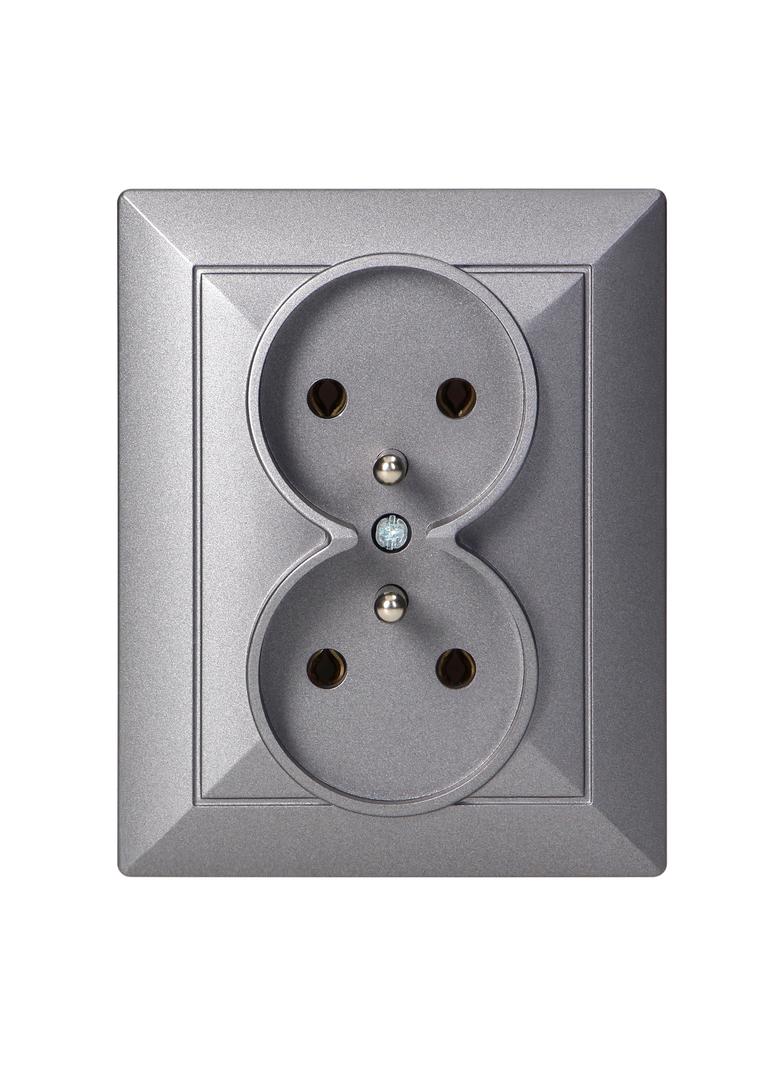 Gniazdo podwójne podtynkowe 2x2P+Z Pearl, 16A, 250V, PT-6 P, antracyt