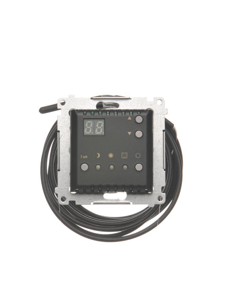 Simon 54 Regulator temperatury z wyświetlaczem z czujnikiem zewnętrznym 16(2) A 230V czarny *W kompl