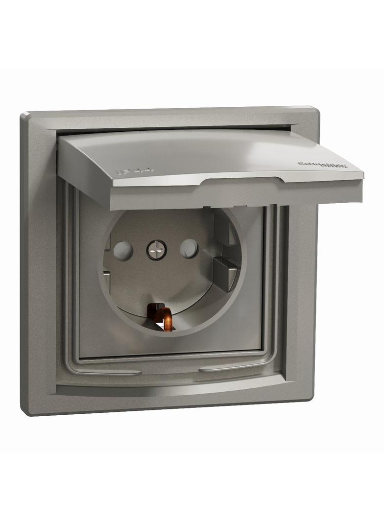 Asfora, gniazdo pojedyncze schuko, IP44, brąz