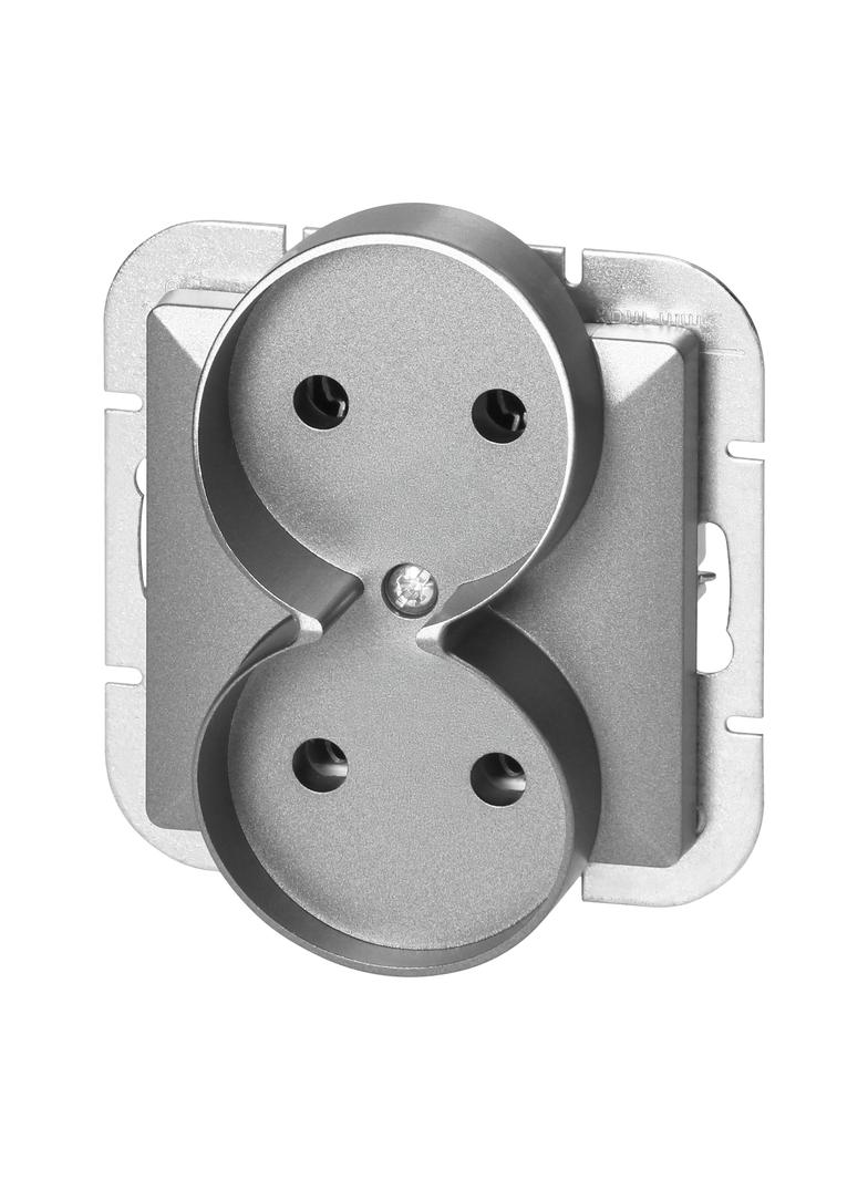 Gniazdo podwójne podtynkowe 2x2P+Z Pearl, 16A, 250V, PT-6 PR, antracyt