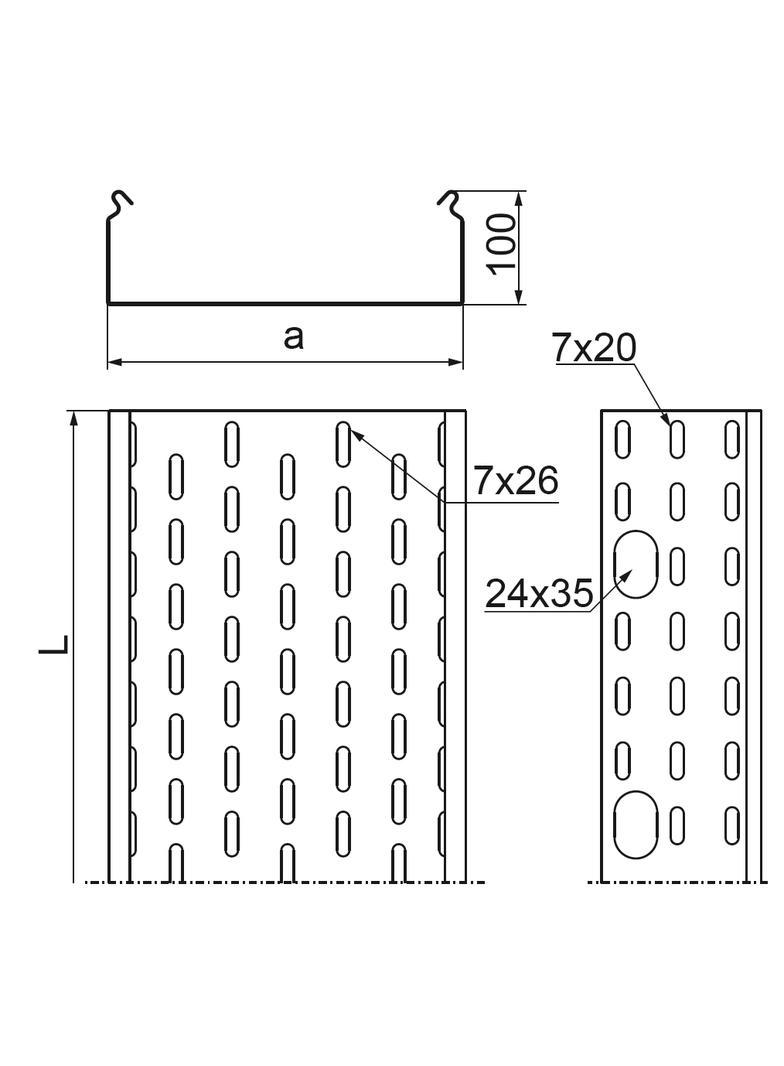 KOP100H100/3 N KORYTKO 1,5 MM