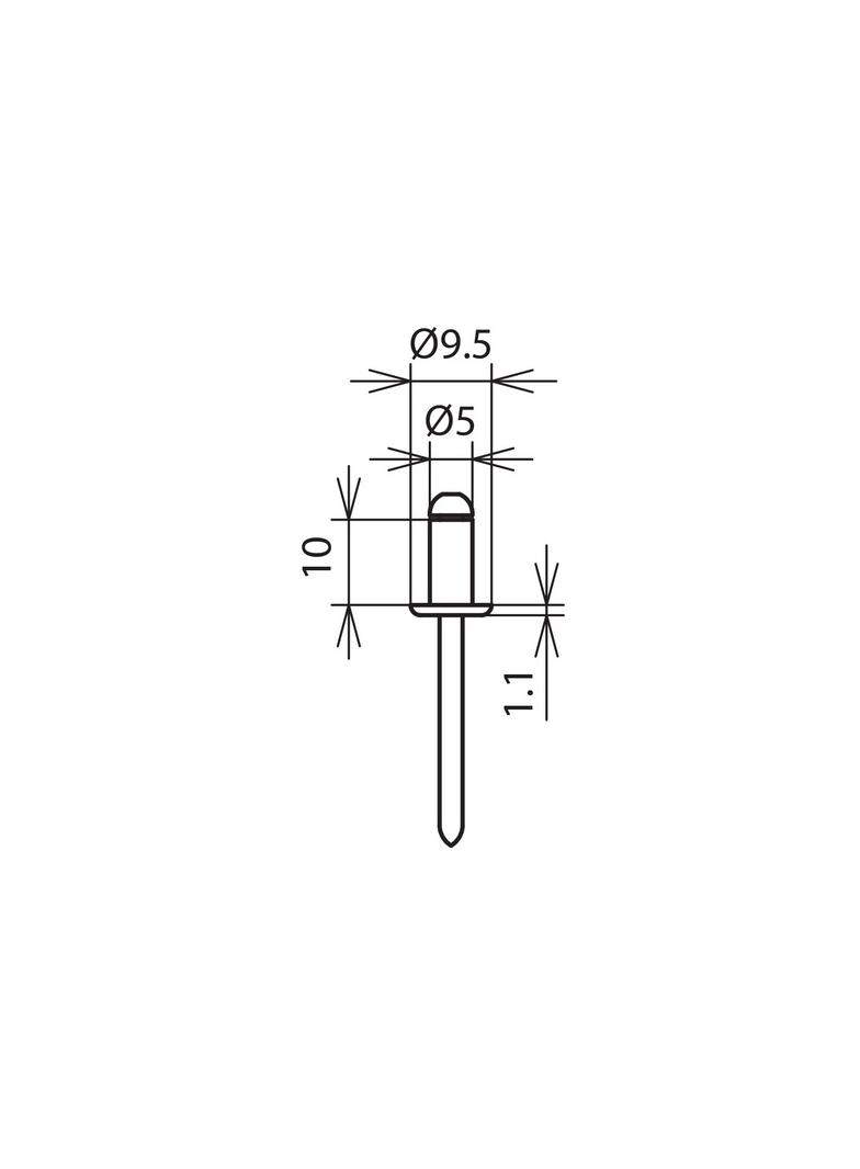 Nit jednostronny fi 5 mm, dł. 10 mm, Al/NIRO V2A, w oparciu o EN 15979
