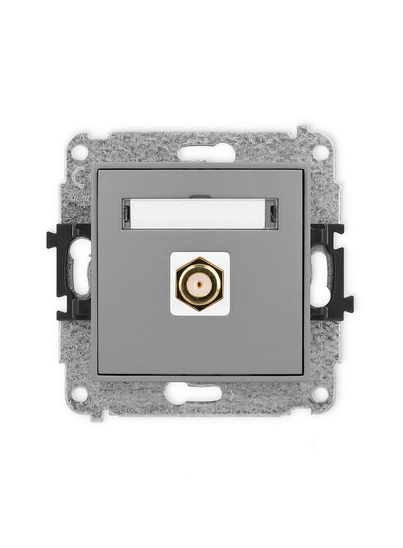 ICON Mechanizm gniazda antenowego pojedynczego typu F (SAT) pozłacany szary mat