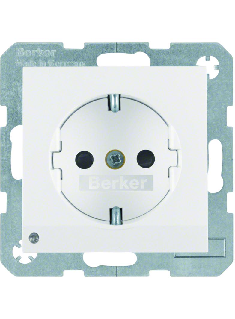 BERKER B.X Gniazdo SCHUKO z uziemieniem z podświetleniem orientacyjnym LED biały 41098989 HAGER