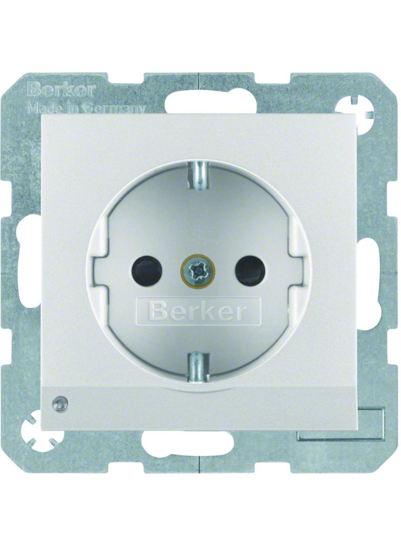 BERKER B.Kwadrat/B.7 Gniazdo SCHUKO z uziemieniem z podświetleniem orientacyjnym LED aluminium 41091404 HAGER