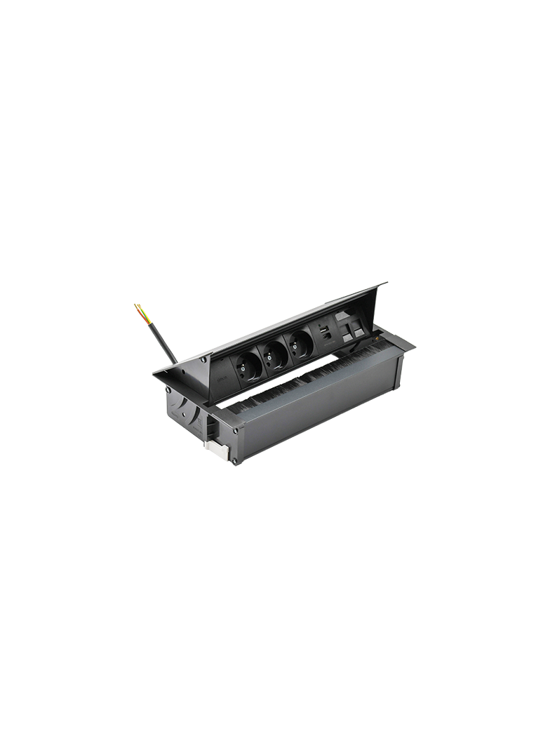 "Simon 480 TS48-730E30BK0-44 Cover 3 gn. typ E + ładow. USB A+C i płytka dla 2 złączy RJ45 keystone