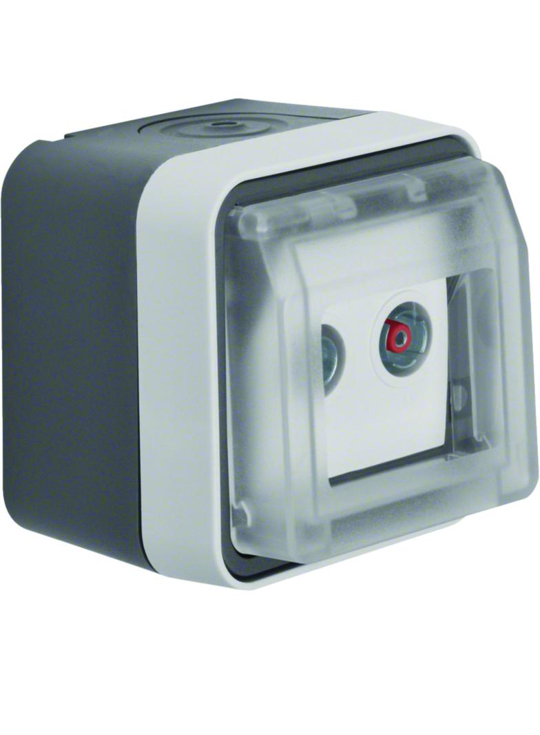 BERKER W.1 Gniazdo antracytenowe R+TV przelotowe 10dB z pokrywą kompletne IP55 szary 12033525 HAGER