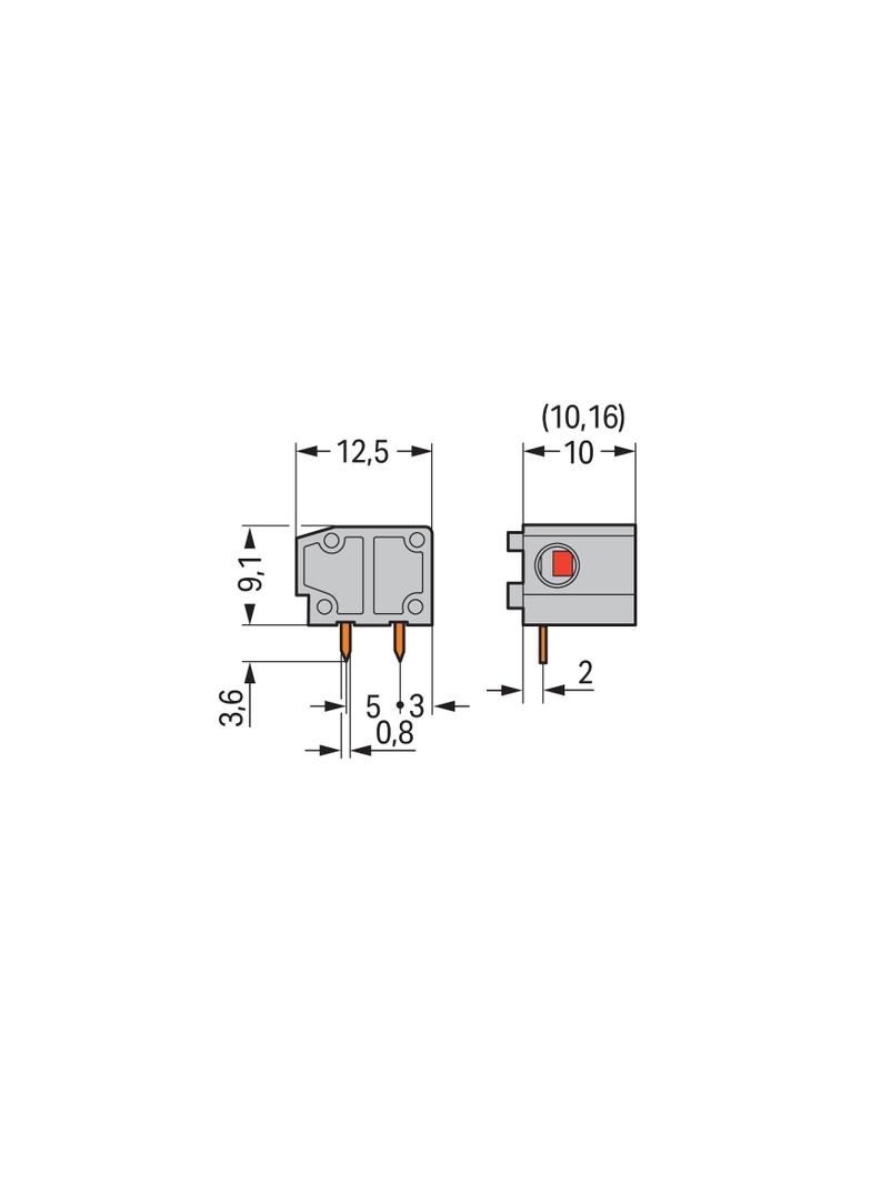 Złączka do płytek drukowanych ciemnoszara raster 10/10,16mm /100szt./ 235-762 WAGO