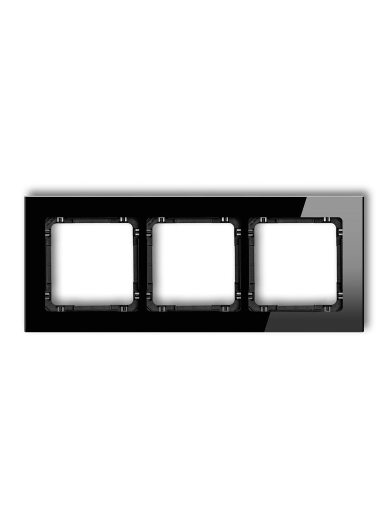 DECO Ramka uniwersalna potrójna - szkło (ramka: czarna; spód: czarny)