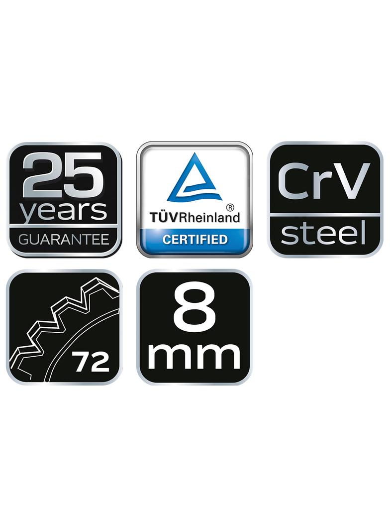 Klucz płasko-oczkowy z grzechotką, 8 mm