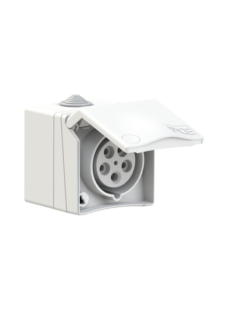 GNIAZDO ZABUDOWANE SERIA DESIGN IP44 gniazdo nadtynkowe przelotowe 16A 3P+Z+N 400V 865-6v PCE