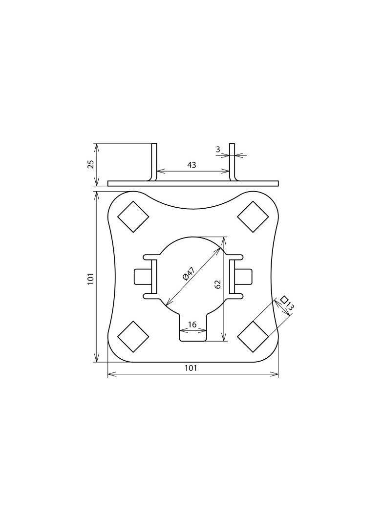Płytka łącząca, stal nierdzewna NIRO, do rur 50 mm dla przyłączenia 4 głowic H VI
