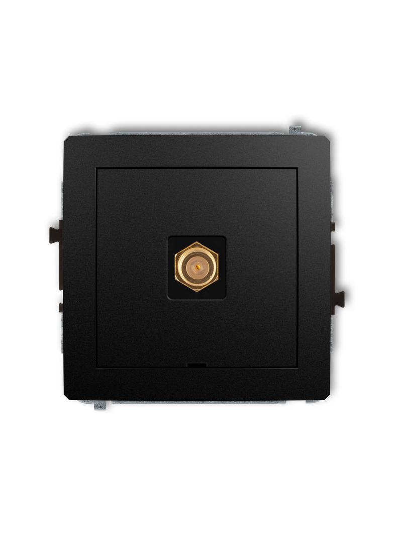 DECO Mechanizm gniazda antenowego pojedynczego typu F (SAT) pozłacany, bez pola opisowego czarny mat