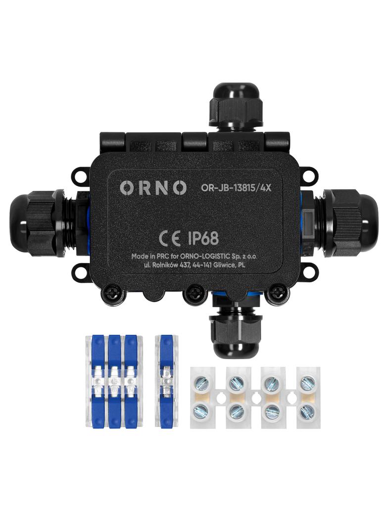 Puszka natynkowy HD IP68, 0,5-6,0mm2 ,2 dławnice M20, 2 dławnice M16, układ X OR-JB-13815/4X ORNO