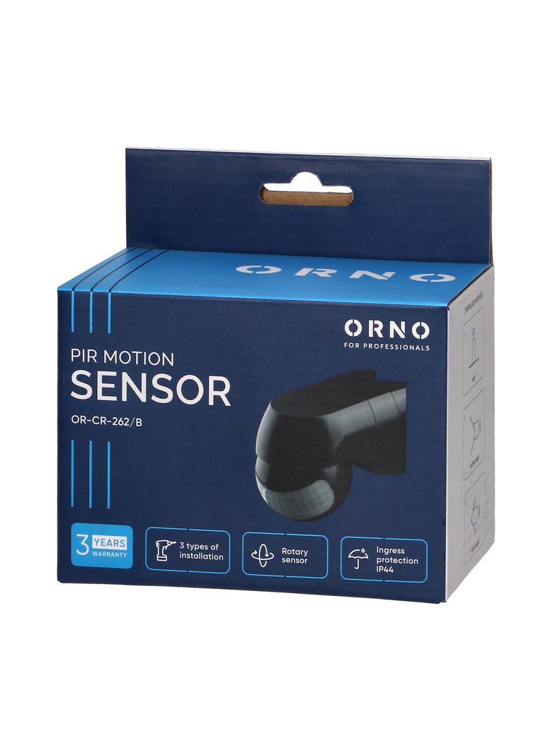 Czujnik ruchu 220st. 1200W IP44 3 rodzaje montażu czarny OR-CR-262/B ORNO