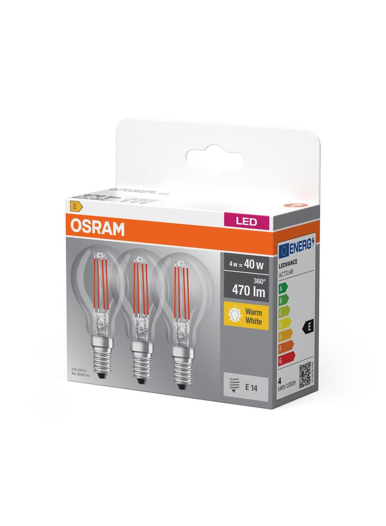 Lampa LED BASE Classic P40 4W/827 230V Filament szkło przezroczyste E14 FS3 OSRAM