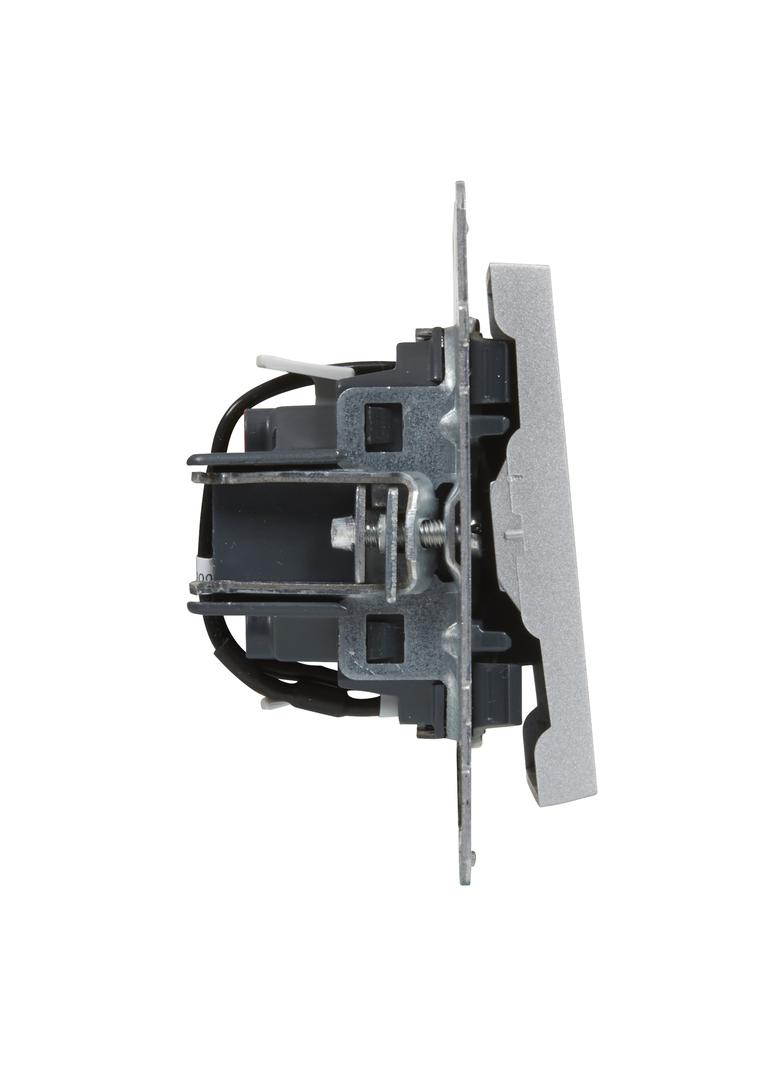 SUNO - Łacznik jednobiegunowy podświetlany - 10 AX - 250 V~ - zaciski automatyczne, Aluminium, Legra