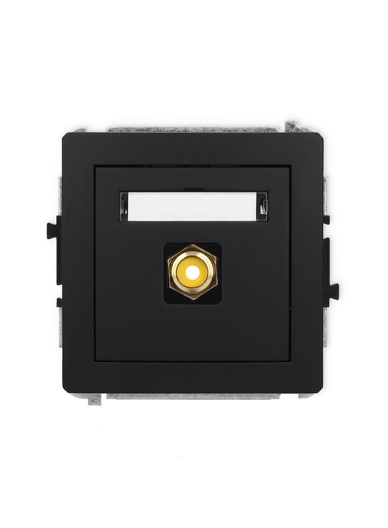 DECO Mechanizm gniazda pojedynczego RCA (typu cinch - żółty, pozłacany) czarny mat