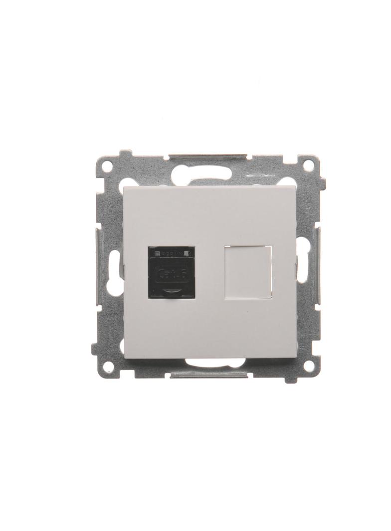 Simon 54 Gniazdo komputerowe pojedyncze RJ45 kategoria 6 z przesłoną przeciwkurzową biały