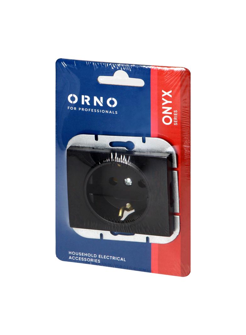 Gniazdo pojedyncze podtynkowe 2P+Z Schuko Onyx, 16A, 250V, PT-17O, czarny OR-OE-7505(GS)/B ORNO