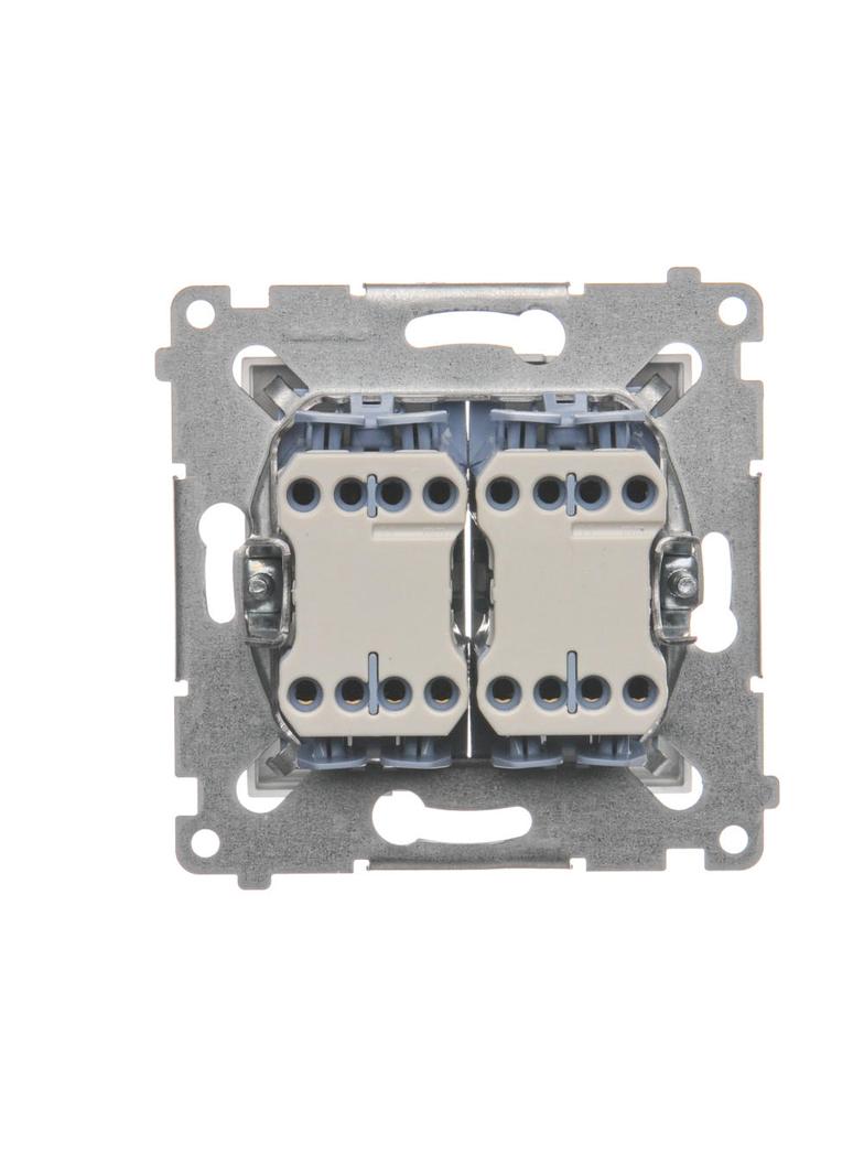 Simon 54 Łącznik krzyżowy podwójny 10A 250V szybkozłączka srebrny mat DW7/2.01/43 KONTAKT