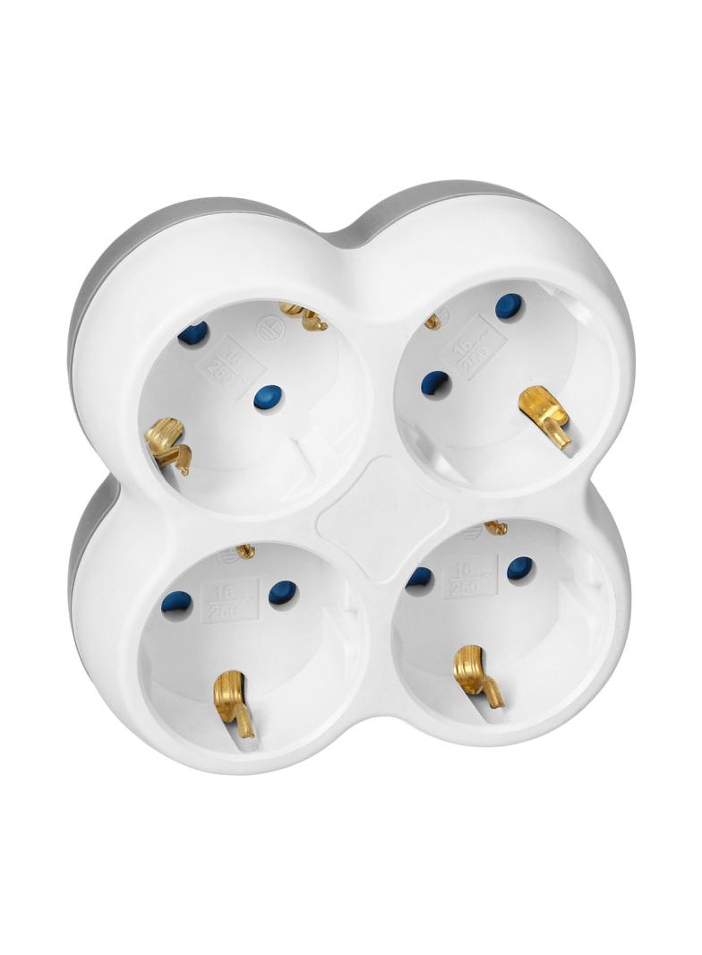 Rozgałęźnik 4x2P+Z (Schuko) biało-szary OR-AE-13240(GS) ORNO