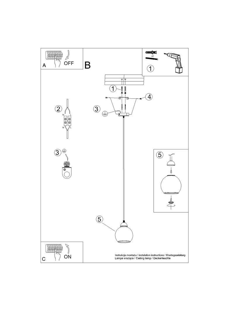 Sollux Lampa wisząca ALINO 1 czarna SL.1141