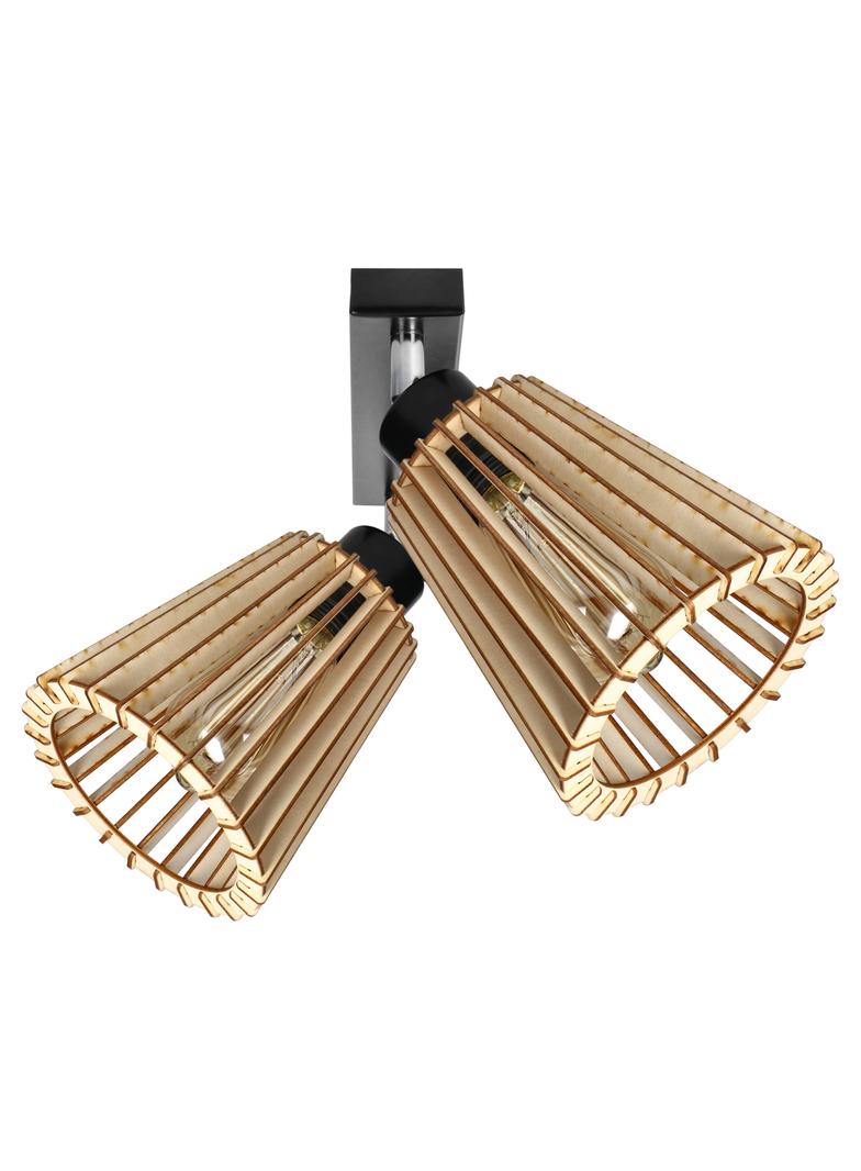 DELOS 2P E27, oprawa ścienno-sufitowa, max. 2x60W, czarna, drewno