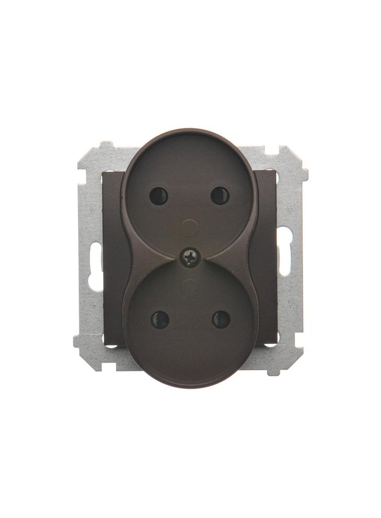 Simon 54 Nature Gniazdo wtyczkowe bez uziemienia z przesłonami podwójne do ramek NATURE 16A 250V zaciski śrubowe brąz mat DG2MZN.01/46 KONTAKT