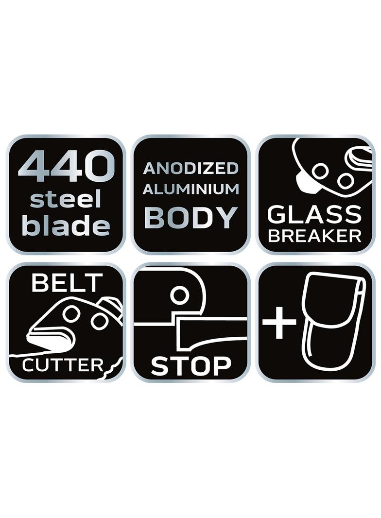 Nóż składany z blokadą, z ostrzem do pasów