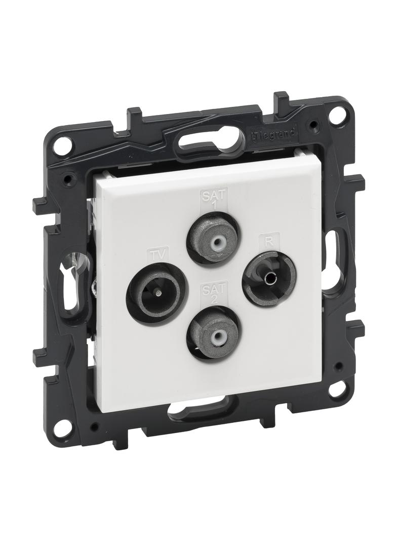 Niloe Step - gniazdo TV-R-SAT-SAT końcowe do instalacji typu gwiazda, 2 przewody 1,5 dB - kolor biał