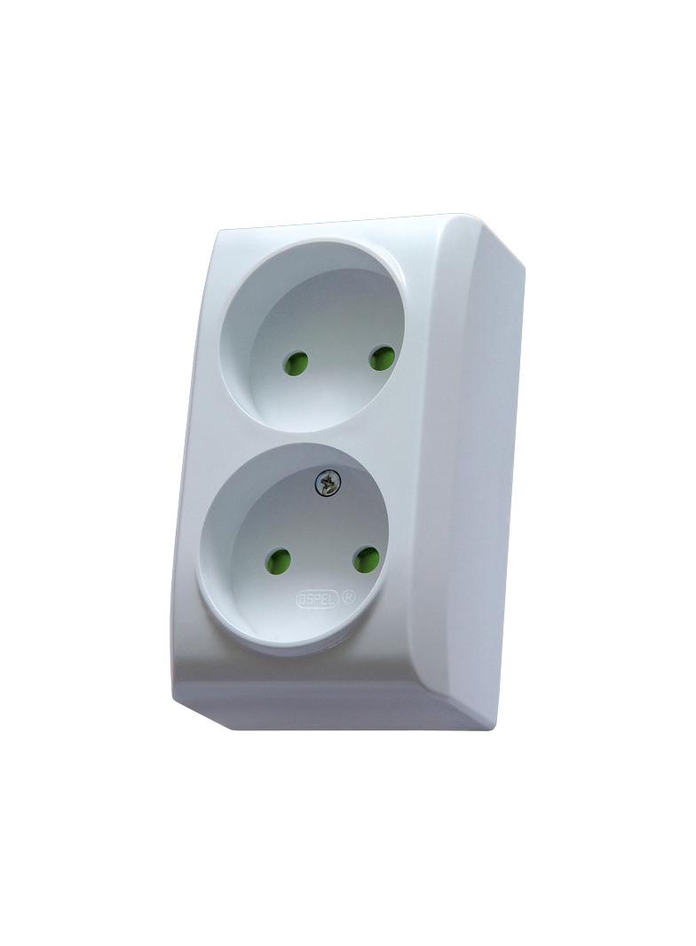 BIS Gniazdo podwójne z przesłonami torów prądowych - kolor biały
