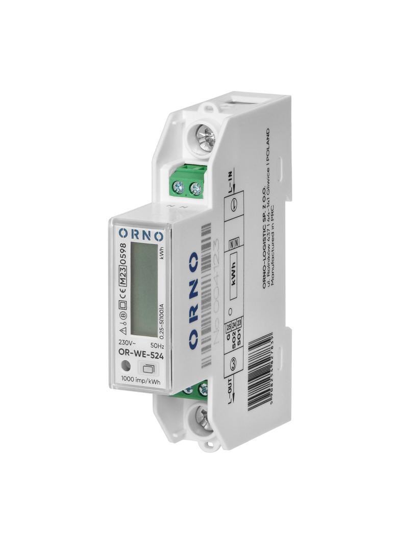1-fazowy licznik energii elektrycznej dwukierunkowy 100A MID 1 moduł DIN TH-35mm OR-WE-524 ORNO