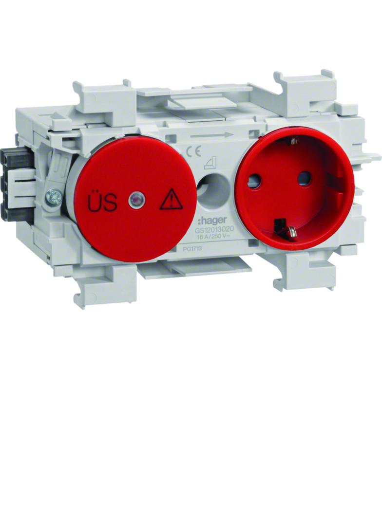 tehalit.WA Gniazdo SCHUKO z ogranicz. przeciwprzep. WAGO montaż kraw. czerwony GS12013020 HAGER