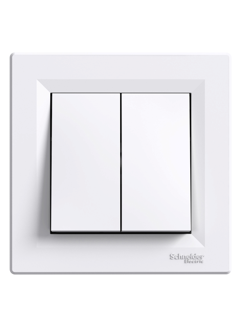 Asfora, przycisk podwójny, zaciski śrubowe, biały